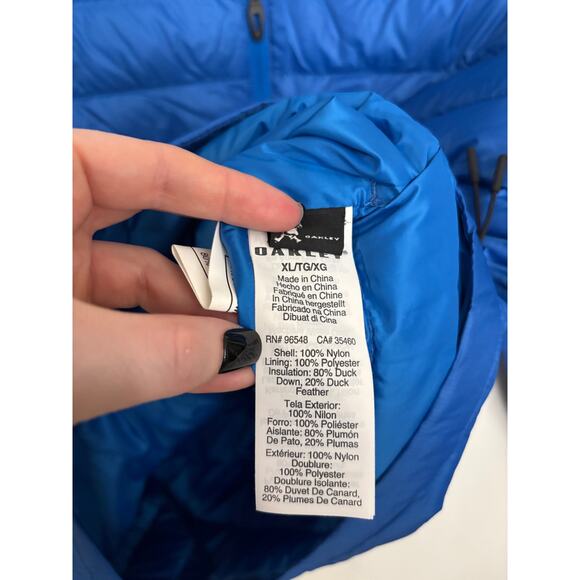 Oakley OMNI Puffer Jacket Mens XL Universal Blue Quilted Down Insulated Full Zip - Picture 4 of 5